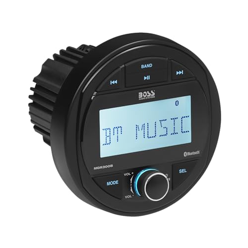 BOSS Audio Systems MGR300B Marine Boat Stereo Gauge Receiver - Bluetooth, No CD DVD Player, AM/FM Radio, IPX5 Weatherproof, USB, MP3