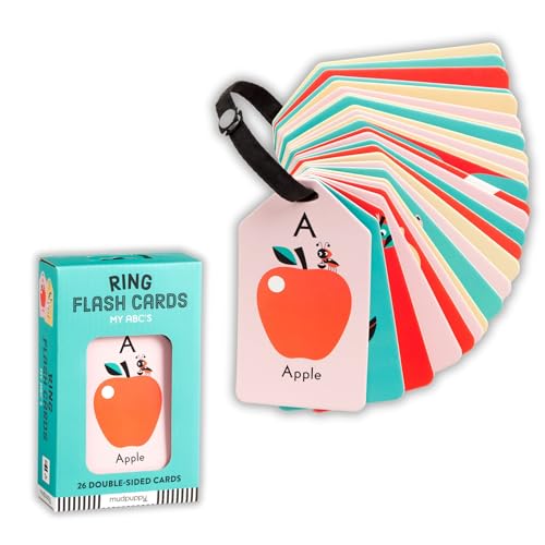 Mudpuppy My ABC's — Ring Flashcards 26 Durable Double Sided Alphabet Cards And Reclosable Ring With Colorful Art For Kids Ages 3+ Perfect For Preschool Or Travel For Teachers And Parents