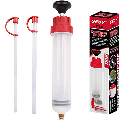 SEDY Fluid Extractor - 200cc Multi-Purpose Syringe, Oil Suction Pump, Manual Extraction and Filling Pump, Automotive Oil Syringe