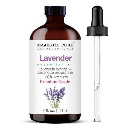 MAJESTIC PURE Lavender Essential Oil - Huge 4 fl oz with Dropper | 100% Pure and Natural Lavender Oil | Premium Grade Essential Oils for Diffusers, Skin, Aromatherapy, Massage