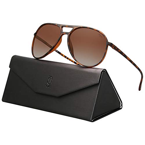 SOJOS Classic Polarized Ultra Lightweight Flexible Men Women Sunglasses JOURNEY SJ2065 with Matt Brown Demi Frame/Gradient Brown Lens