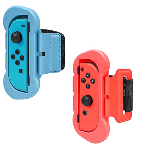 2 Pack Wrist Bands for Switch Dance 2024/2023/2022/2021 and for Zumba Burn It Up, Adjustable Elastic Wrist Strap Dance Accessories Compatible with Joycon Controller, for Kids and Adults -Blue & Red