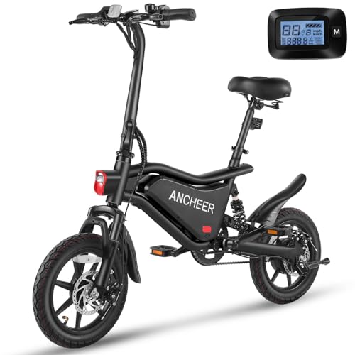 ANCHEER Electric Bike for Adults, 14” StreetRider Electric Bicycle, 48V 374Wh Battery, 22MPH Folding Electric Mini Bike with Peak 500W Motor, Dual Shock Absorber, Brake Tail Light, Cruise Control