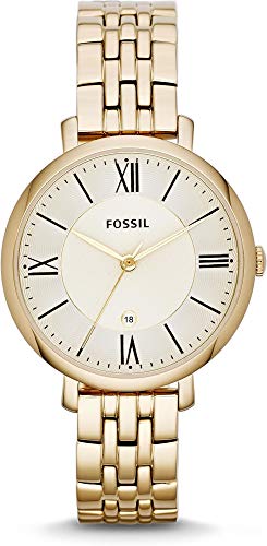 Fossil Women's Jacqueline Quartz Stainless Steel Three-Hand Watch, Color: Gold (Model: ES3434)
