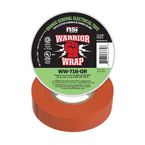 WarriorWrap General 3/4 in. x 60 ft. 7 mil Vinyl Electrical Tape, Orange
