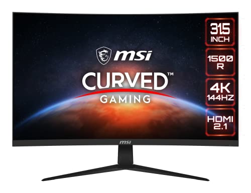 MSI G321CU, 32' Gaming Monitor, 3840 x 2160 (UHD), VA, 144Hz, FreeSync Premium, HDR Ready, HDMI, Displayport, Tilt,Black
