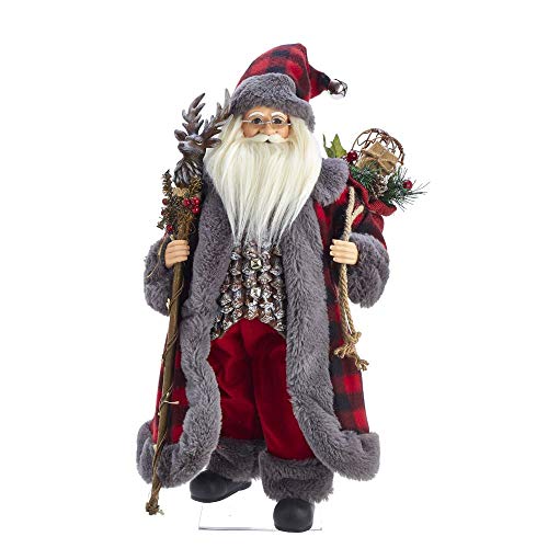 Kurt Adler Kringle Klaus Santa Figure, 18-inches Height, Red and Gray, Polyester, Holiday Decoration
