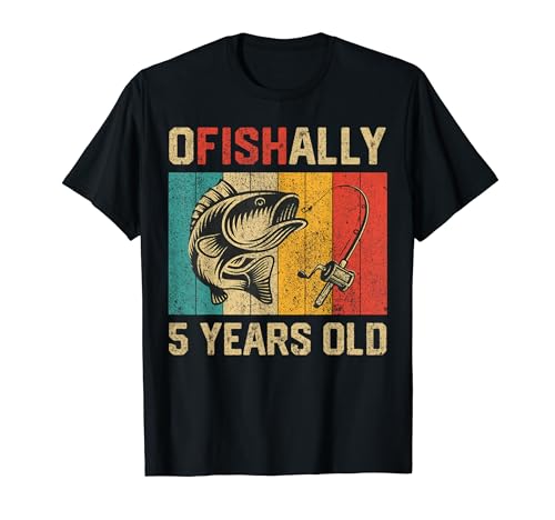 Ofishally 5 Years Old Funny Fishing Birthday Fisherman T-Shirt