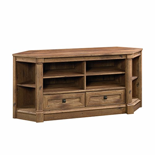Sauder Palladia Corner Entertainment Credenza, For TVs up to 60', Vintage Oak Finish