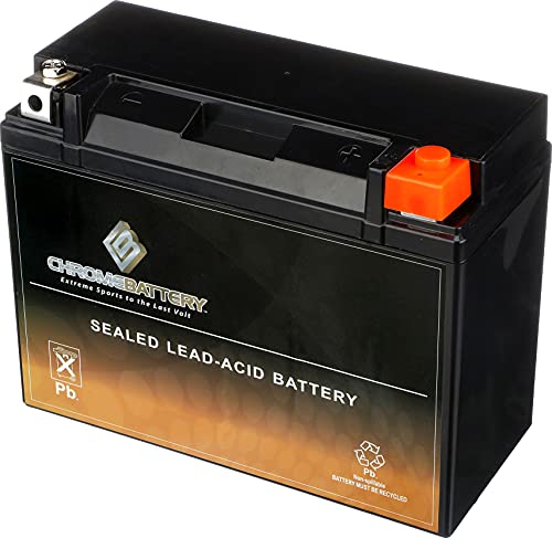 Chrome Battery YTX24HL-BS Maintenance Free Replacement Battery for ATV, Motorcycle, Snowmobile, and UTV: 12 Volts, 2.1 Amps, 21Ah, Nut and Bolt (T3) Terminal