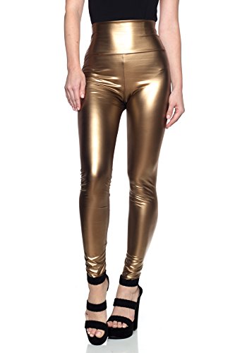 Women's Junior Plus J2 Love Faux Leather High Waist Leggings, 2X, Matte Gold
