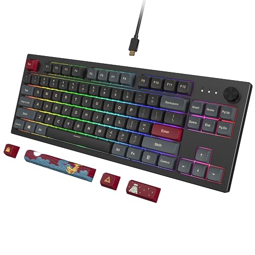 Montech MKey TKL Mechanical Gaming Keyboard: Customizable RGB LED, Premium MDA Profile PBT Keycap, Hot-Swappable Gateron G Brown Pro 2.0 Pre-lubed Switches, Osaka Castle Theme, Darkness (MK87DB)