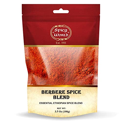 Spicy World Berbere Spice Blend 3.5oz | Authentic Ethiopian Seasoning Hand-Blended | Rich 14-Spice Mix for Flavorful Dishes