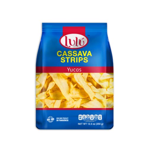LULU Cassava Chips | Yuca Strips | Yuca Chips | Cassava Chips Party Size | 2 Unit Per Case | Artisan Chips | Chips Family Size | 12 OZ | Plant Snacks Cassava Chips
