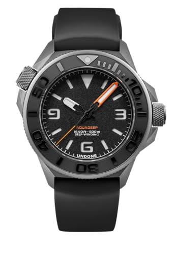 UNDONE Aquadeep Signal Black Automatic 43mm 500M Water Resistance Black Rubber Strap Automatic Wrist Watch