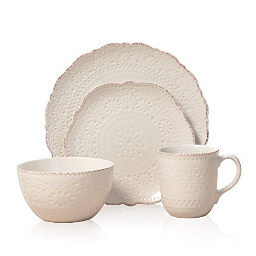 Pfaltzgraff Chateau Cream 16-Piece Stoneware Dinnerware Set, Service for 4, Off White