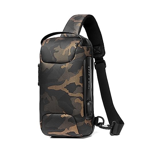 HOMHOLDON Waterproof Sling Bag for Men and Women,Chest Bag Shoulder Backpack Crossbody Backpack Hiking Daypack Motorcycle Bag(Camouflage)
