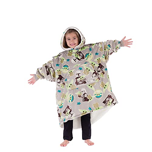 THE COMFY Original JR | Star Wars: The Mandalorian Comfy | The Original Oversized Sherpa Wearable Blanket for Kids, Seen On Shark Tank, One Size Fits All