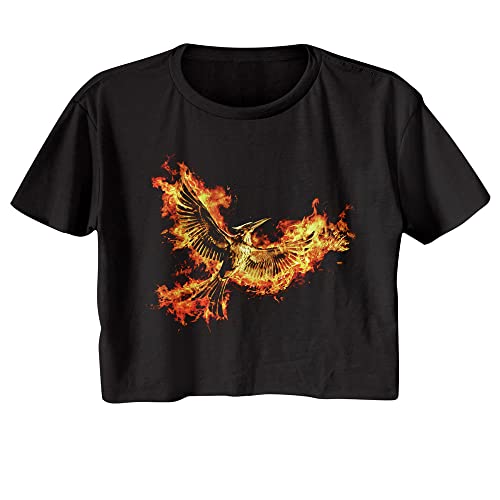The Hunger Games T Shirt Flying Mockingjay Part 2 Ladies Short Sleeve Crop Top Science Fiction Movies Graphic Tees Black