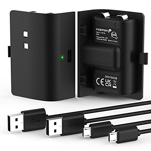 Fosmon Rechargeable Battery Pack Compatible with Xbox Series X/S Controllers (Not for Xbox One / 360) Controller (2 Pack), Works Charging Dock C-10765/C-10769/C-10773/C-10774 - Black