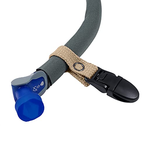 Gearhandle Drink Tube Lanyard Clip. Secure your drink tube to your hydration backpack strap or clothing. (Sand)