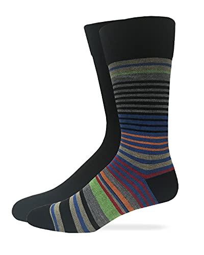 Top Flite Stripes, Black, (L) W 9-12 / M 9-13, 2 Pair