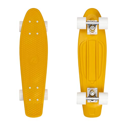Retrospec Quip Mini Cruiser Skateboard 22.5' and 27' Classic Retro Plastic Cruiser Complete Skateboard with ABEC 7 Bearings and PU Wheels Compact Board with Grippy, Molded Waffle Deck