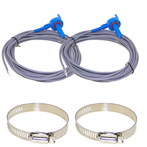 2 Pack 520272 Pool 7790 Temperature Sensor Thermistor Air/Water/Solar 20' Feet Cable for Jandy - Replacement Pool/Spa (10K-ohm Sensor - Includes 2 Pcs 2' Pipe Clamp)