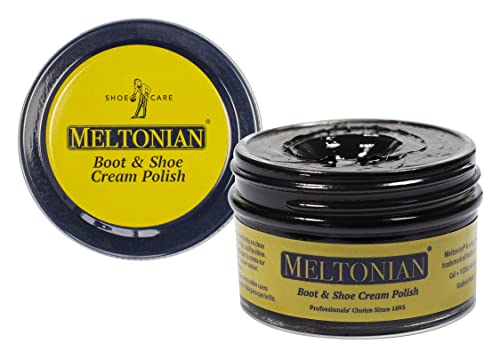 Meltonian Cream | Black 002 | Quality Shoe Polish for Leather | Use on Boots, Shoes, Purses, Furniture | Cream Based Shoe Polish | Leather Conditioner | 1.7 OZ Jar