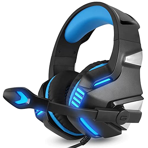 Gaming Headset with Microphone Noise Cancelling Headphones with Microphone Led Light Headset with Mic with 7.1 Surround Sound Laptop Gaming Headset (Color : Blue)