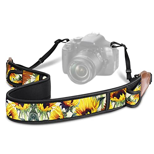 Fintie Camera Strap for All DSLR Camera, Universal Neck Shoulder Belt with Accessory Pockets for Canon, Nikon, Sony, Pentax, Sunflowers
