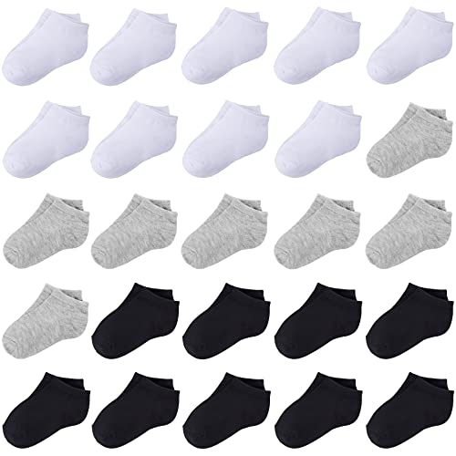 Duufin 25 Pairs Toddler Ankle Socks Low Cut Kids Half Cushion Socks Low Rise Ankle Socks for Boys and Girls, 2-4T