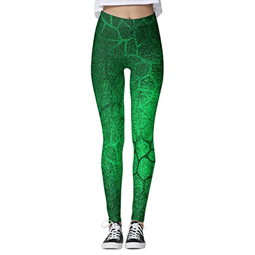 St Patricks Day Yoga Leggings for Women Irish Shamrock Legging High Waisted Shamrock Clover Printed Tummy Control Yoga Pants Comfy Holiday Stretchy Athletic Tights Green S
