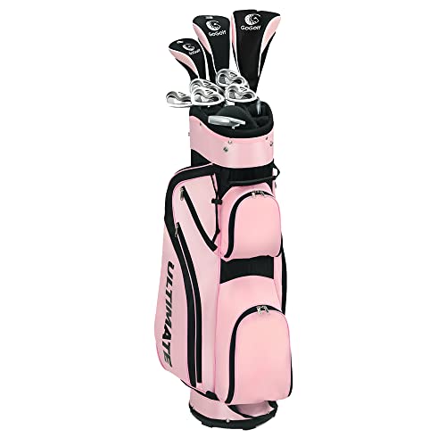 Tangkula 9/10 Pieces Women's Complete Golf Clubs Set Right Hand, Includes 460cc Alloy #1 Driver & #3 Fairway Wood & #4 Hybrid & #6/#7/#8/#9/#P Irons, Putter, Golf Club Set