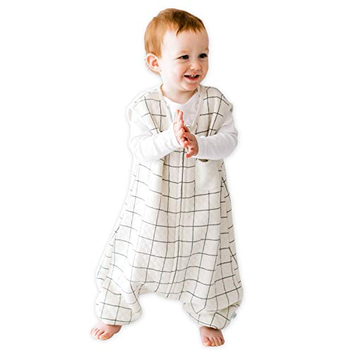 Tealbee Dreamsuit - Toddler Sleep Sack with feet 12-18 Months, 18-24 Months - 0.8 TOG Lightweight Baby Wearable Blanket for Walkers - Bamboo, Organic Cotton Sleep Bag (12m-2T) - Checkered