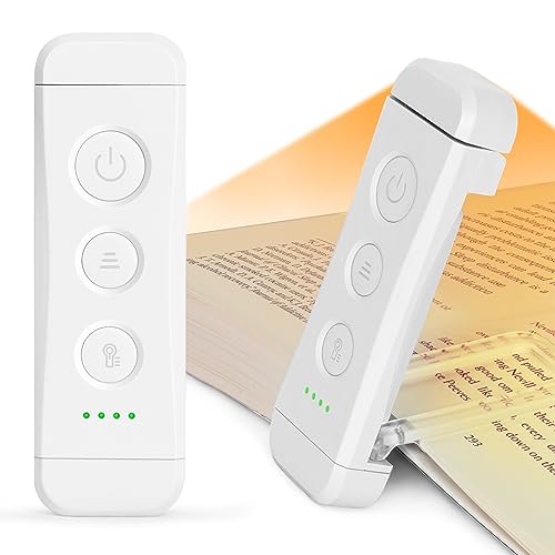 Glocusent Book Light for Reading in Bed, Portable Clip-on LED Reading Light, 3 Amber Colors & 5 Brightness Dimmable, USB Rechargeable, Portable & Long Lasting, Perfect for Book Worms, Kids