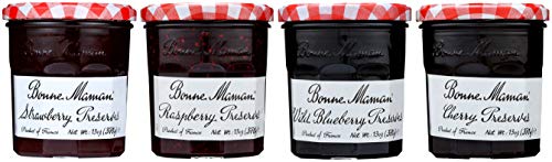 Bonne Maman Preserves, Variety Pack (Strawberry, Raspberry, Wild Blueberry, Cherry), 13 Ounce Jars (Pack of 4)