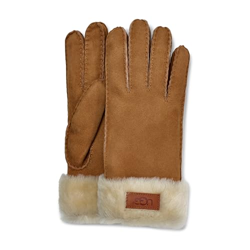 UGG Women's Leather Turn Cuff Glove, Chestnut, Medium