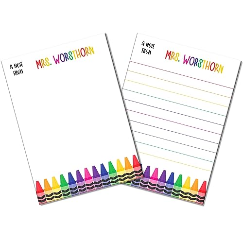 Notepad Gifts for Teachers, Set of 2 Small Notepad 5'x7', Use as a To Do List Pad or Memo Pad, Colorful Crayons Design on 50 sheets of 70lb Paper, These Cute Notepads are a Must Have for any Educator