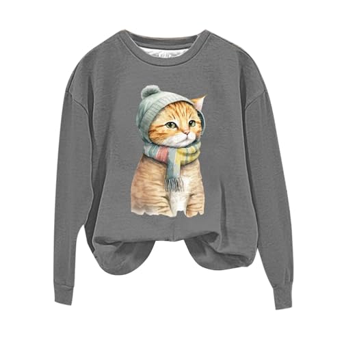  Today 2023 Cute Cat 3D Printed Sweatshirt For Womens Fall Fashion 2023 Oversized Crewneck Sweatshirt Hoodies Loose Fall/Winter Tops Friday The 13th My Orders Lightning Clearance Deals