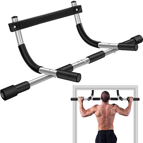 TOPOKO Upgrade Pull Up Bar for Doorway, Max Capacity 440 lbs Chin Up Bar, No Screws Portable Upper Body Fitness Workout Bar, Strength Training Door Frame Pull-up Bars, Hanging Bar for Exercise, Door Workout Bar with Foam Grips, Indoor Pullup Bars Fitness Trainer for Home