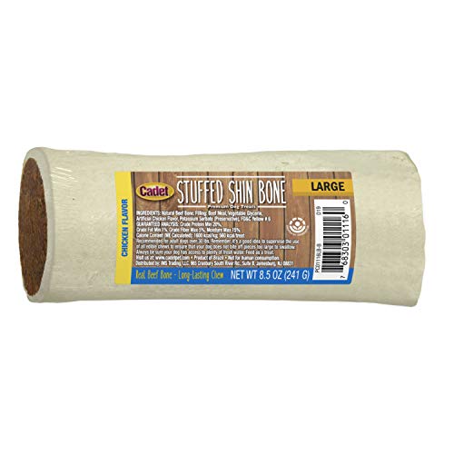 Cadet Stuffed Shin Bone for Dogs - Long-Lasting Chicken Flavored Dog Chew Bone for Aggressive Chewers - Supports Dog Dental Health, Large (1 Count)