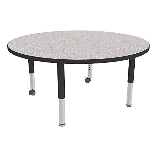 Sprogs Shapes Series Round Adjustable-Height Mobile Preschool Activity (48' Diameter) Table, Gray Nebula Top/Black Edge Band