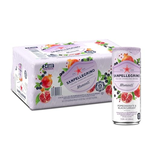 Sanpellegrino Momenti Pomegranate Blackcurrant Flavored Sparkling Drink, 24 Pack of 11.15 Fl Oz Cans
