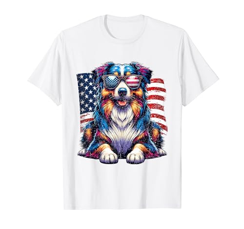 Vintage Awesome Australian Shepherd 4th Of July US American T-Shirt