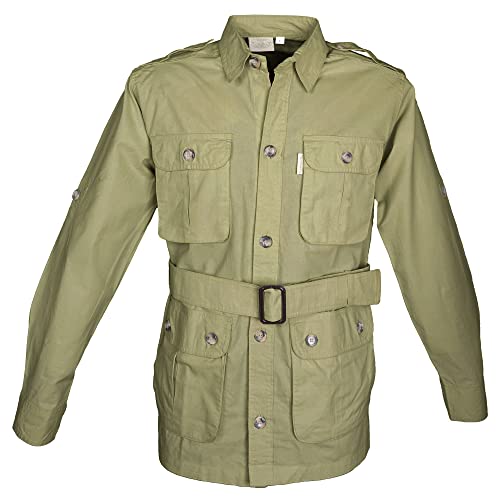 Tag Safari Jacket for Men, Lightweight, Multi Pockets, Perfect for Explorers, Photographers and Journalists - Khaki - X-Large