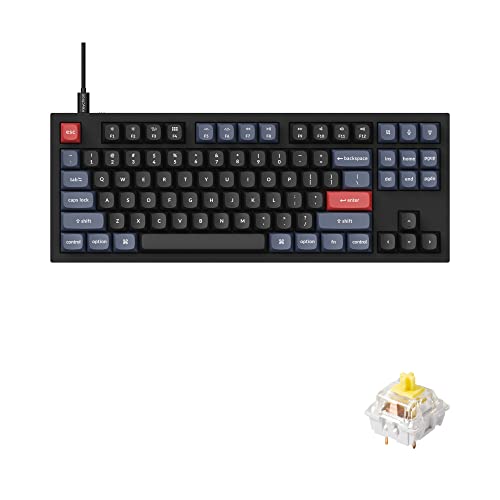Keychron Q3 Wired Custom Mechanical Keyboard with Hot-swappable K Pro Banana Switch, QMK/VIA Programmable Macro, Full Aluminum Tenkeyless Layout 87 Keys Compatible with Mac Windows Linux (Black)