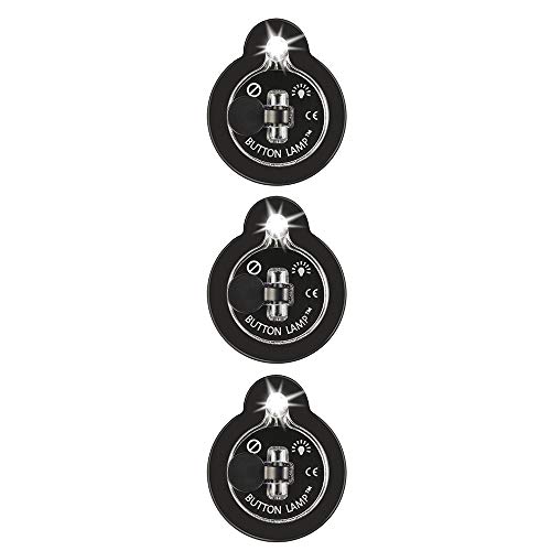 Panthervision Stick On LED Button Lights - (Pack of 3) Battery Powered Lights with Adhesive, Black