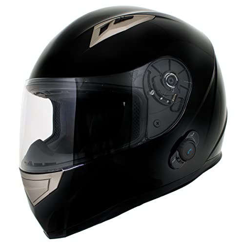Milwaukee Helmets H510 Gloss Black 'Chit-Chat' Full Face Motorcycle Helmet w/ Intercom - Built-in Speaker and Microphone for Men / Women - X-Large