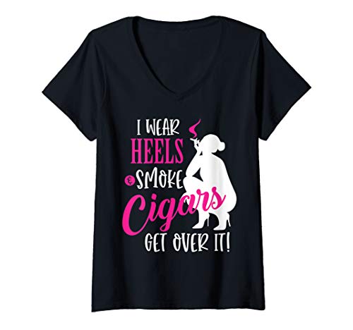 Womens Wear Heels and Smoke Cigars Womens Gift V-Neck T-Shirt